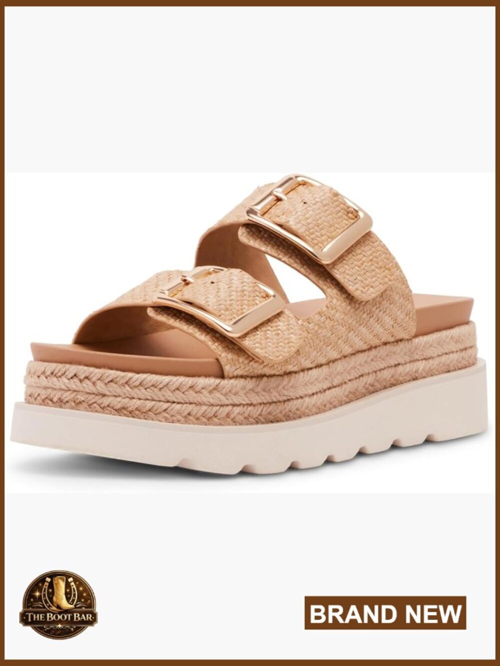 Women's Raffia Platform Slide Sandals 2-Inch Heel